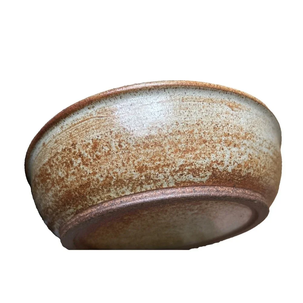 Signed WRW ’83 Studio Art Pottery Stoneware Bowl, Hand-Thrown, Floral/Sunburst